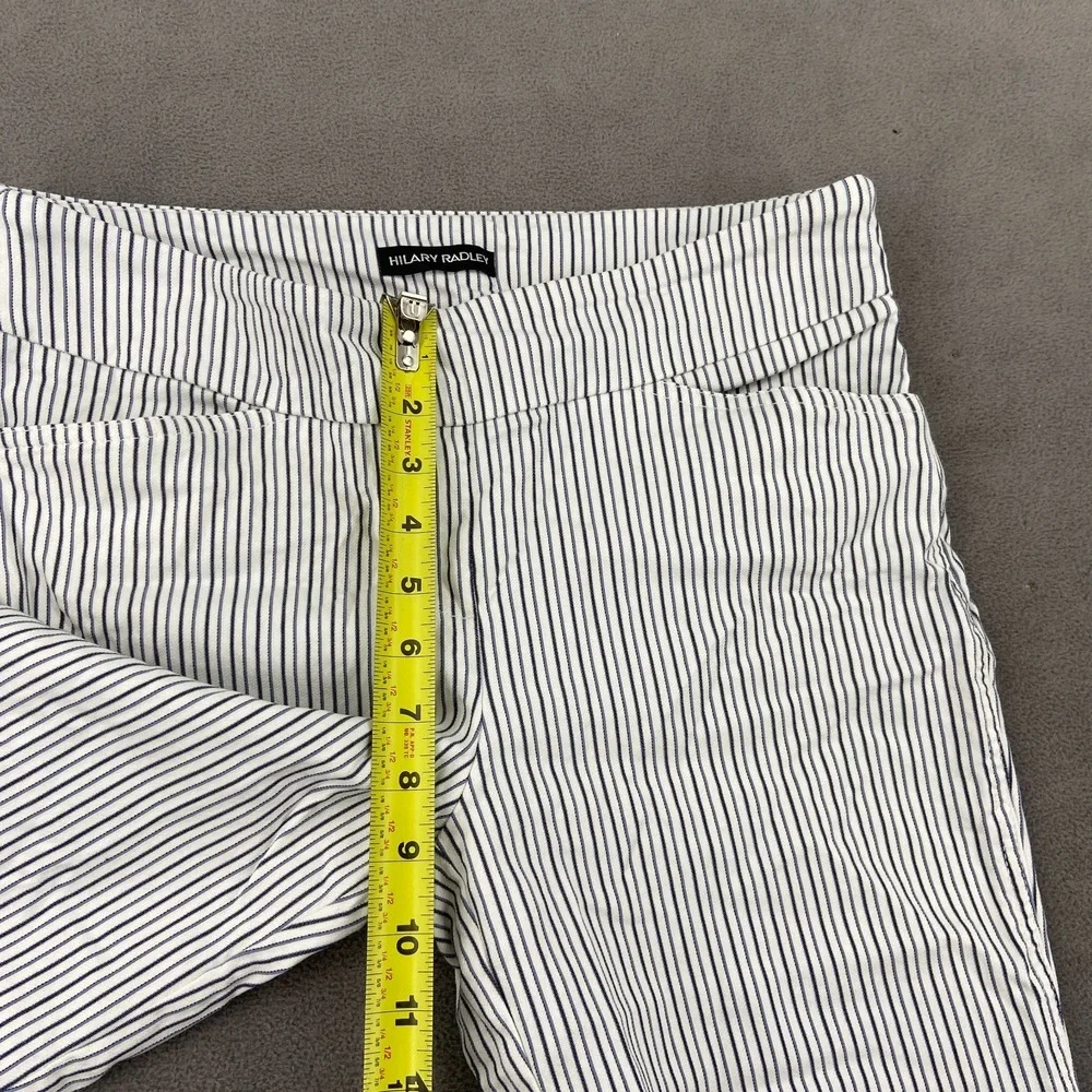 Hilary Radley Bermuda Shorts Womens Medium Blue White Pinstripe Stretch Mid Rise